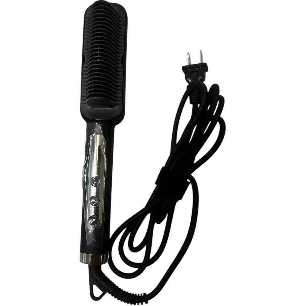 Tebrigo Hair Straightener Brush Heat Styling Tool Corded. Black Pink Open Box